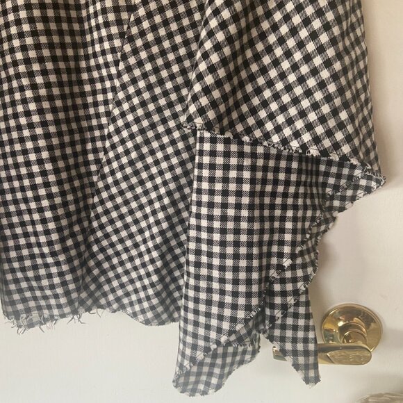 Zara Woven Gingham Check Asymmetric Hem Skirt - Size XL - Picture 9 of 13